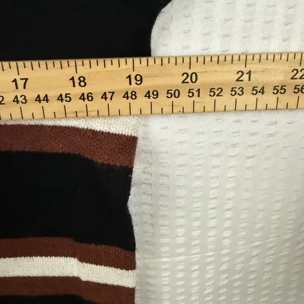 Tankaneo Women Black Brown Striped Long Sleeve Polo Knit Sweater M7D849 Size S - Image 8