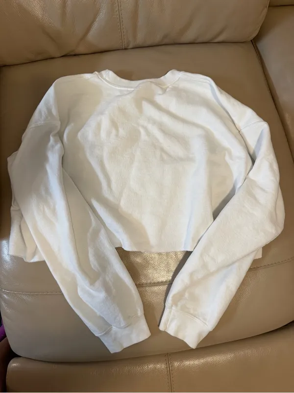 Hazel White Cropped Sweatshirt with Red Logo - Image 3
