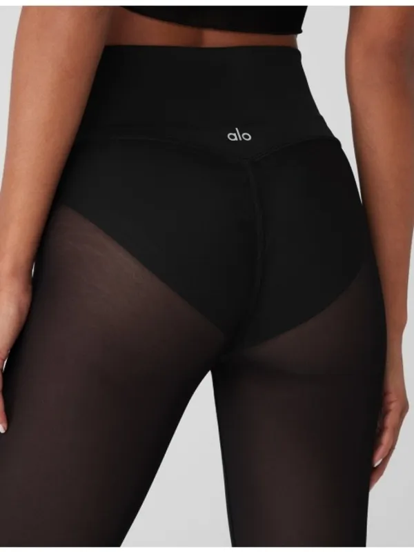 Alo Airlift Mesh High-Waist Track Star Leggings Black Sheer See-Through Hi-Rise - Image 4