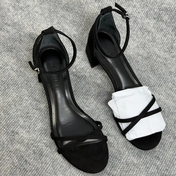 Steve Madden Size-6M Rae Black Suede Block Heel Ankle Strap Sandals - Image 10