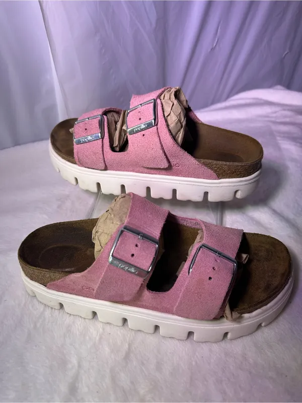 Papillio Pink Suede Double-Buckle Slide Sandals - Image 2