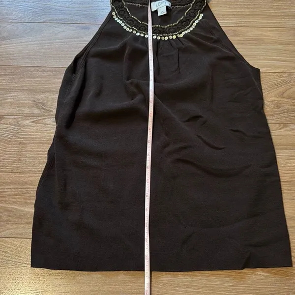 Vintage Loft Brown Halter Top with sequins along collar‎ size medium - Image 4