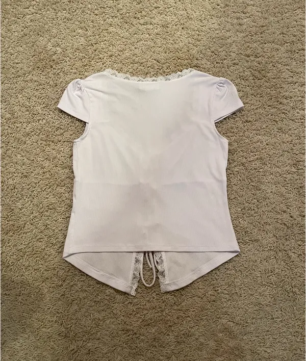 Just Polly White Lace Tie Top - Image 2