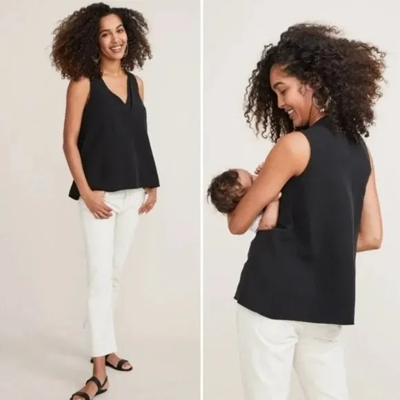 Hatch The Back In The Game‎ Nursing Tank Tencel Linen Blend in Black - Image 2