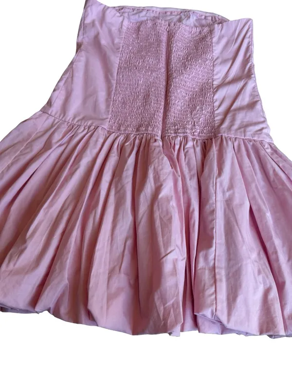 Abercrombie & Fitch Pink Bubble Hem Mini Dress Strapless Barbie Size Large NWT - Image 10