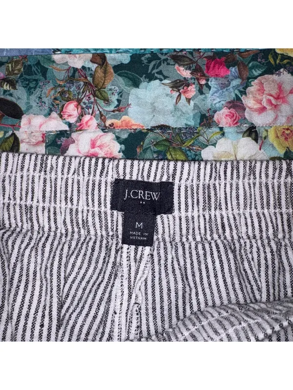 J.Crew $60 Womens M Striped 55% Linen Blend Comfort Lounge Casual Shorts Medium - Image 4