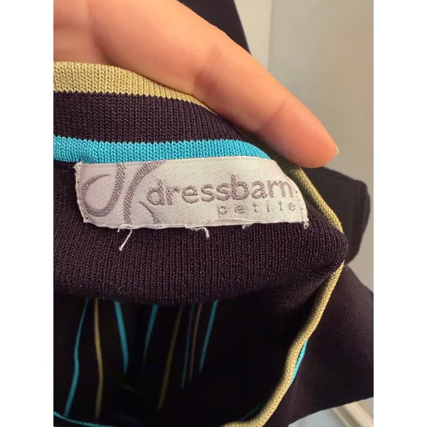 Y2K Dressbarn Striped Sleeveless Knit Top Crew Neck Pullover Black Green Teal - Image 5