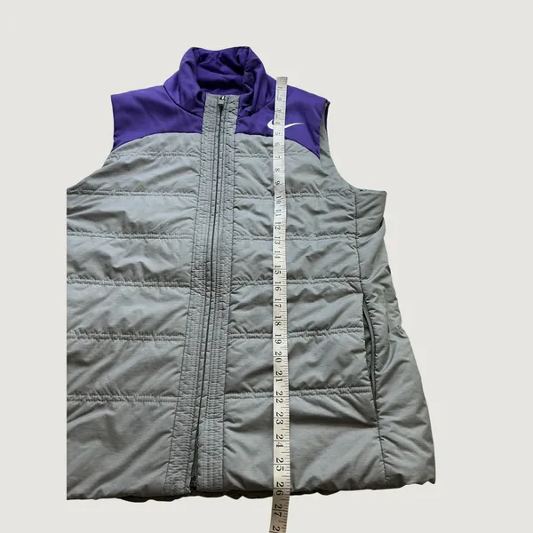 Nike Womens Puffer Vest Grey Purple Colorblock Quilted Full Zip Size Large - Image 5