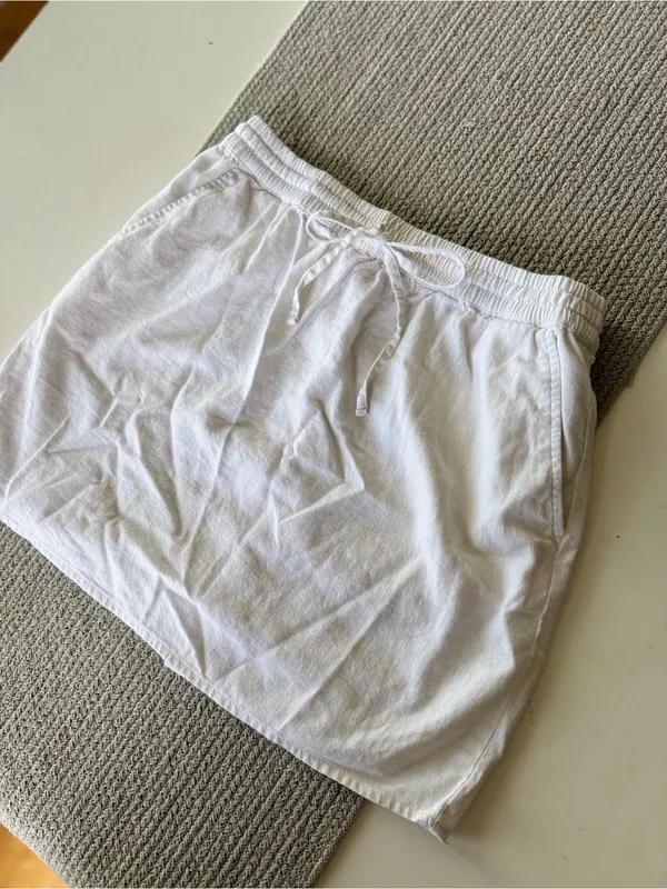 Forever 21 White Linen Drawstring Waist Mini Skirt Size XS - Image 8