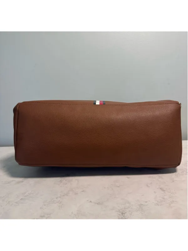 Women's Tommy Hilfiger Brown Tote Bag Large Red White Blue Logo Shopper Purse - Image 5