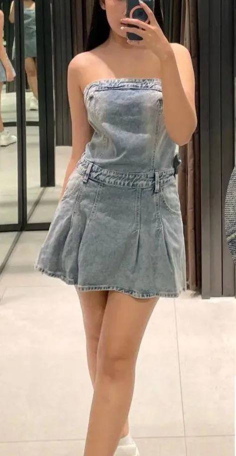 Zara Denim Dress Mini Casual Jeans Jean - Image 2