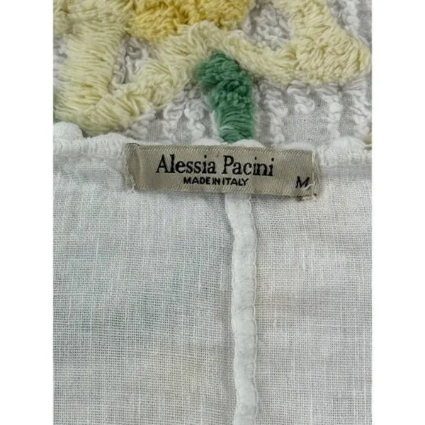Alessia Pacini White 100% Linen Lace Sleeve Blouse Made in Italy Size M‎ - Image 8