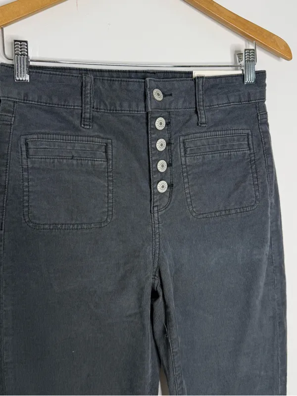 American Eagle Super High Rise Corduroy Flare Pants Gray 4 NWT - Image 2