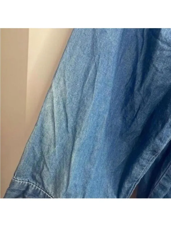 Blair 100% cotton denim chambray button up top blouse - Image 5