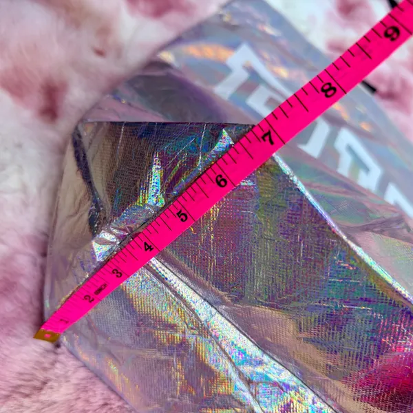 Victoria's Secret PINK Iridescent Holographic Reusable Tote Bag Large Silver‎ - Image 6