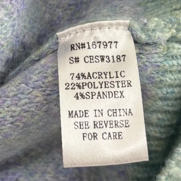 Adora Floral Knit Sweater Sage Green Purple Yellow 3D Flower Pullover L - Image 8