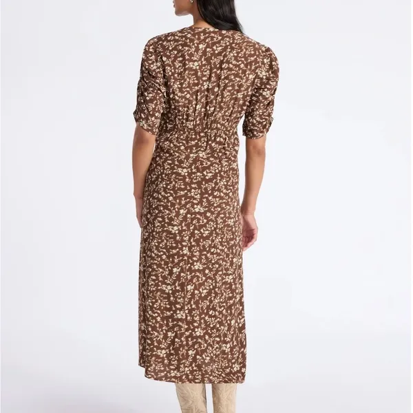 Time and Tru Women's Midi Dress with Ruched Sleeves - Image 2