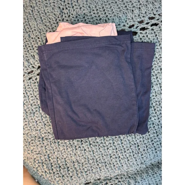 Navy Blue Pink Fold Over Waistband Flare Yoga Pants Small Style 84809J - Image 4