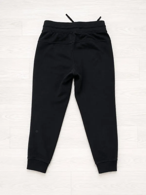 Lululemon Black Scuba Joggers Cotton Blend Drawstring Cuffed Size 6 Lounge - Image 2