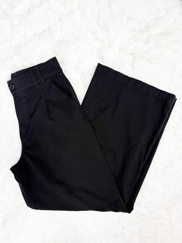 American Eagle Super High Rise Wide Leg Pants Size 8 Black Stretch Trousers - Image 6