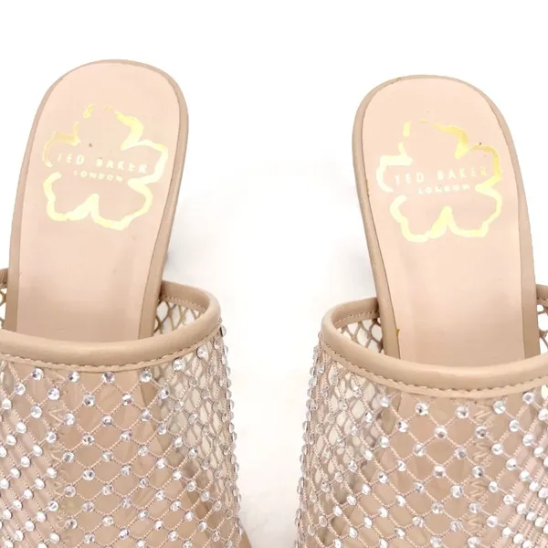 Ted Baker Celya Crystal Mesh Heeled Mules Sandals Nude Tan Size EU 39 US 8.5 - Image 12