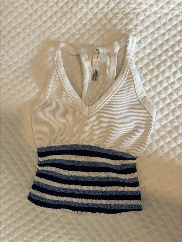 Free people blue and white stripe tank top XS/S - Image 2