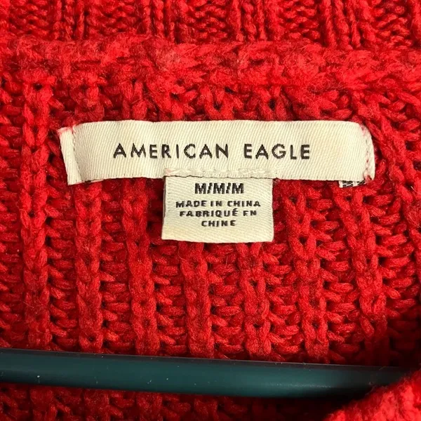 American Eagle Dreamspun Dolman Sleeve Red Knit Oversized Crewneck Sweater #722 - Image 4