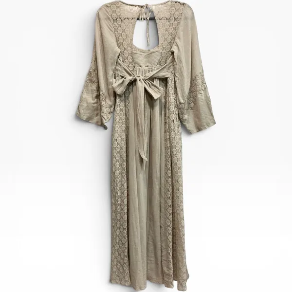 Free People Free-est Starlight Flowy‎ Crochet Maxi Dress Morning Oat Tan NWT S - Image 5