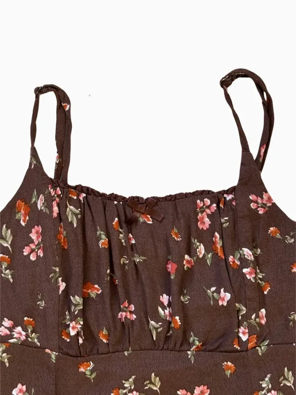 Brown Floral Mini Dress - Image 7