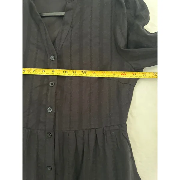 PrettyGarden Black Cotton Tiered Maxi Dress‎ Long Sleeve Button Down Small 4493 - Image 8