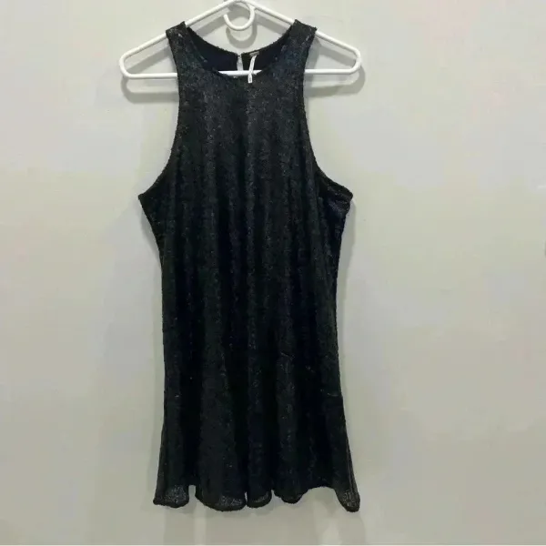 Free People blue sequin liquid shine mini dress M concert cocktail party - Image 3