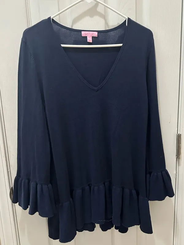 LILLY PULITZER Adela Ruffle Sleeve & hem shirt size Large - Image 12