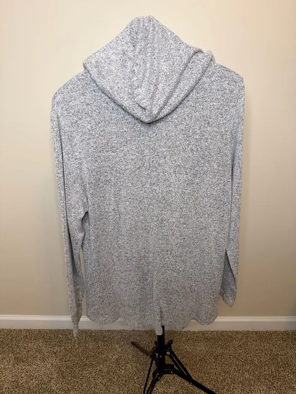 Retrology Grey‎ Marled Knit Button Detail Hoodie Size XL - Image 3