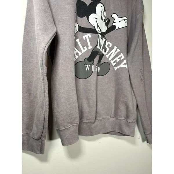 WALT DISNEY WORLD Sweatshirt Small Grey Vintage Mickey Mouse Autograph‎ Crewneck - Image 3