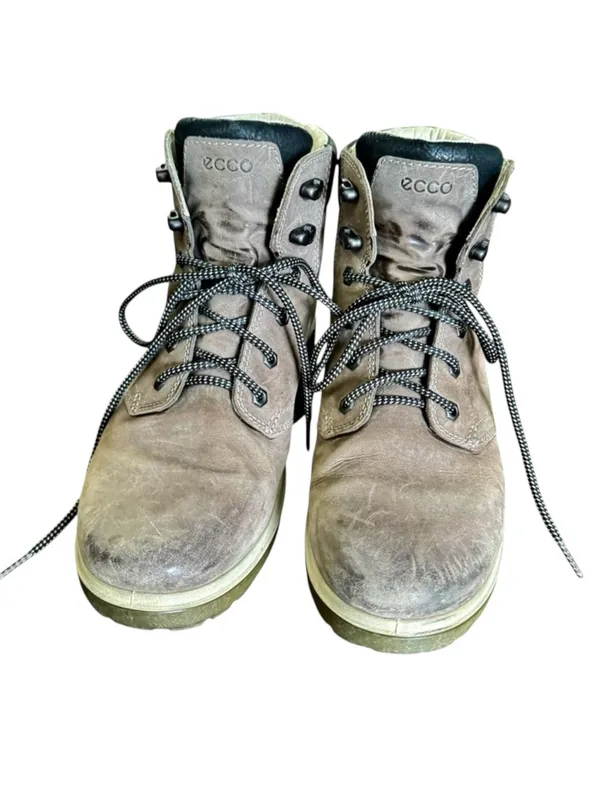 ECCO Gore-Tex Waterproof Hiking Boots Gray Leather Ankle Trail Shoes 41 US 10 - Image 3