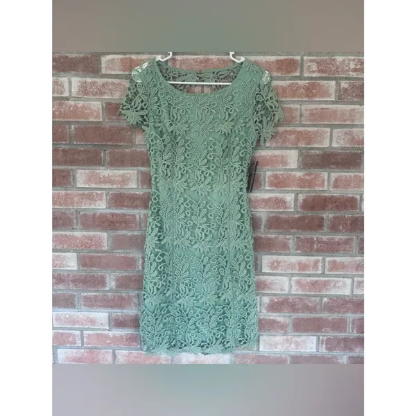 Lulu’s Hidden Talent Backless Dress NEW Women’s Large Lace Green Sheath Summer - Image 3