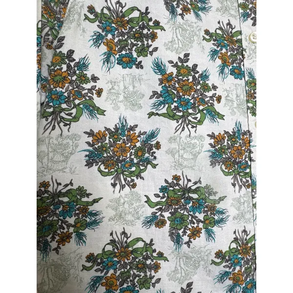 Vintage 60's Shirtmaker green Floral Cotton Blouse Peter Pan Collar USA Small - Image 9