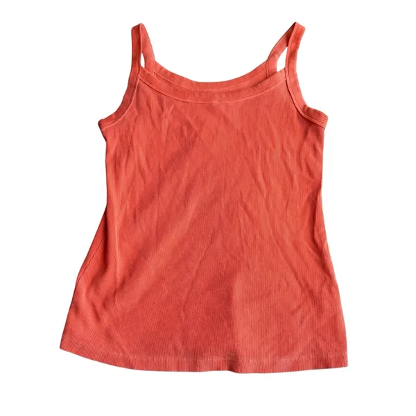Old Navy Women’s Size S Fitted Ribbed Tank Top Sunset Orange Cami Layering Basic - Image 2
