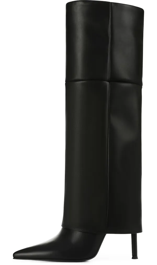 Black Leather High Knee Boots Size 7 - Image 2