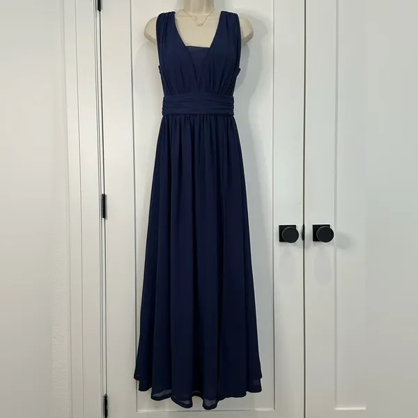 Lulus Heavenly Hues Maxi Dress Gown Small Modest Navy Blue Prom Formal Wedding - Image 2