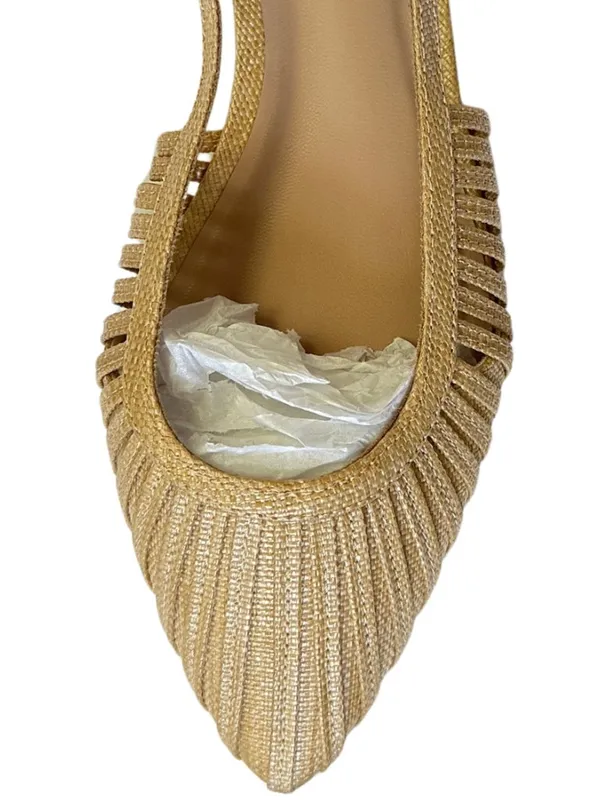 NIB A New Day Gold Straw Woven Pointed Toe Slingback Flats Memory Foam 6.5 - Image 3