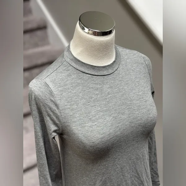 NEW J.Crew Lagenlook Minimalist Mock Neck Heather Gray Modal‎ Jersey Dress XXS - Image 4
