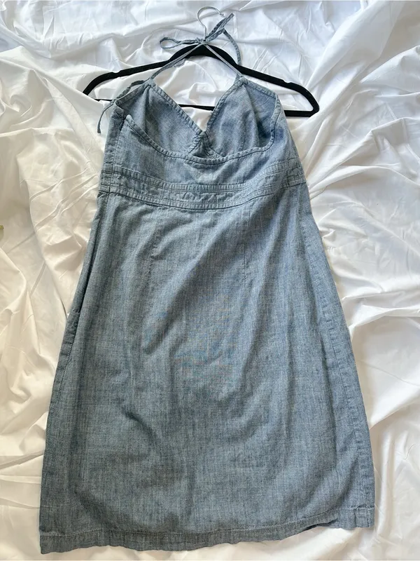 Vintage Gap 100% Cotton Y2K Halter Tie Back Dress - Image 6