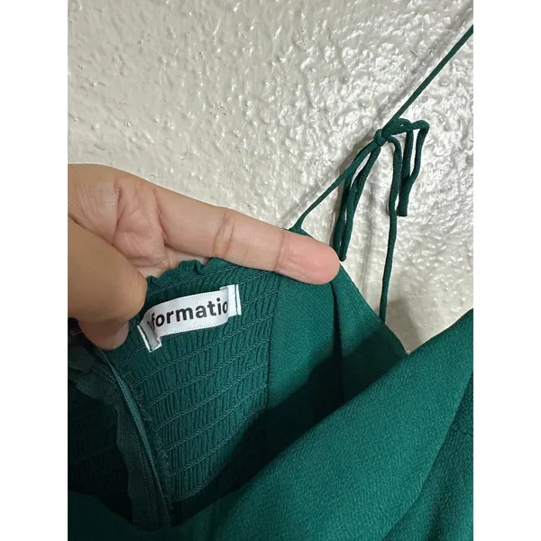 Reformation Juliette Dress in Emerald Green size 0 Sweetheart Tie Strap Mid Slit - Image 4