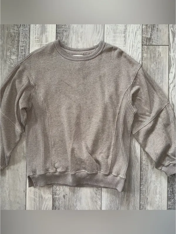 Aerie Tres Chic Oversized Minimalistic Neutral Streetwear Crewneck size xxs - Image 9