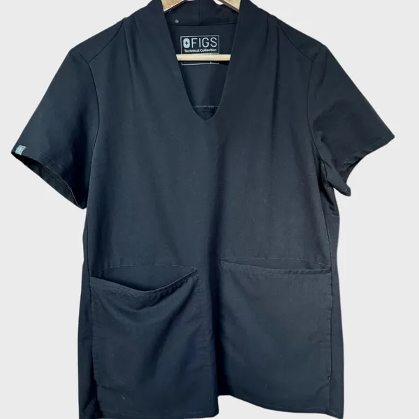 FIGS Banepa Oversized Black Scrub Top Sz‎ M - Image 4