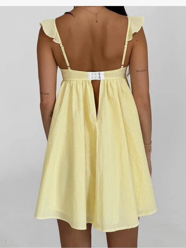 Women’s Yellow Babydoll Mini Sundress - Image 6