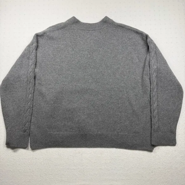 Charter Club Luxury 100% Cashmere Gray Cable Knit V-Neck Sweater XL - Image 8