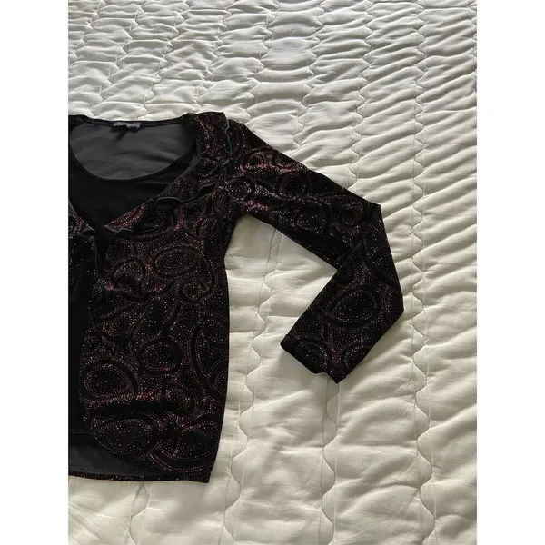 Notations Black Velvet With Red Paisley Top Whimsygoth Dark Romantic Witchy - Image 12
