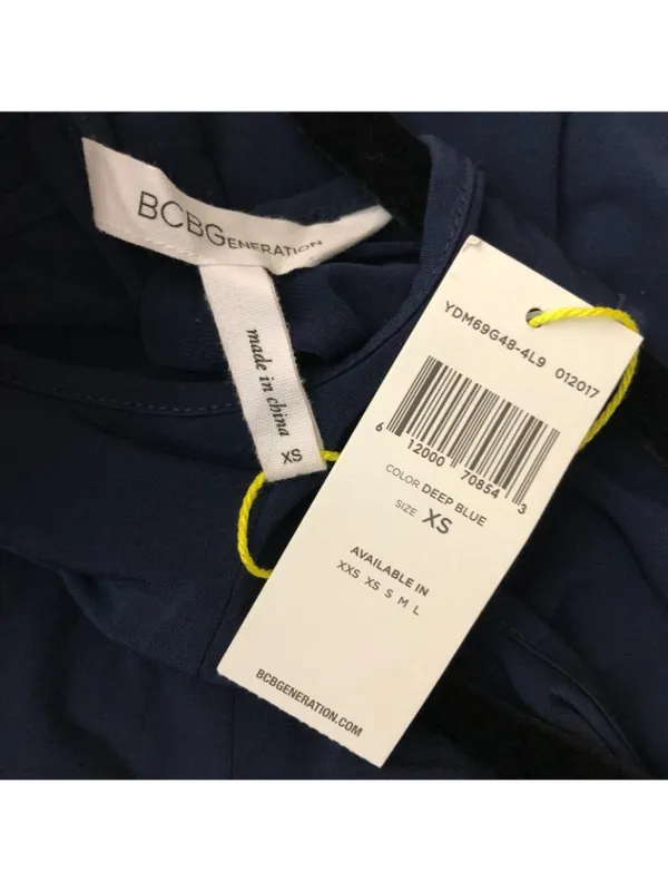 BCBGeneration Dress Pleat Keyhole Back Sleeveless Stretch Navy Blue XS - Image 3
